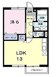JR福塩線 戸手駅 徒歩5分の賃貸アパート 2階1LDKの間取り