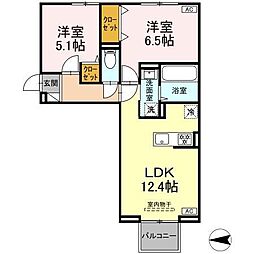 JR山陽本線 大門駅 徒歩10分の賃貸アパート 1階2LDKの間取り