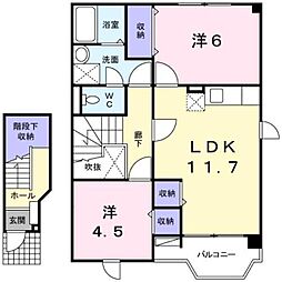 エーデルハイム 2LDKの間取図画像