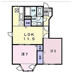 JR山陽本線 東福山駅 徒歩5分の賃貸アパート 1階2LDKの間取り