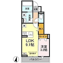 JR山陽本線 松永駅 徒歩9分の賃貸アパート 1階1LDKの間取り