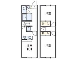 JR山陽本線 東福山駅 バス20分 春日池下下車 徒歩4分の賃貸アパート 2階2DKの間取り