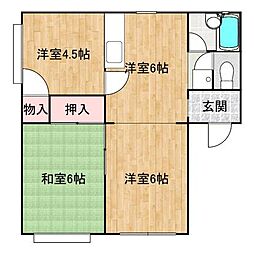 シャトレ御幸 3DKの間取図画像