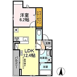JR山陽本線 東福山駅 徒歩25分の賃貸アパート 3階1LDKの間取り