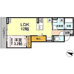 JR山陽本線 尾道駅 徒歩23分の賃貸アパート 2階1LDKの間取り