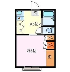 JR山陽本線 東福山駅 3.1kmの賃貸アパート 2階1Kの間取り