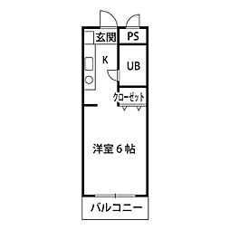 JR山陽本線 東福山駅 徒歩5分の賃貸マンション 3階1Kの間取り