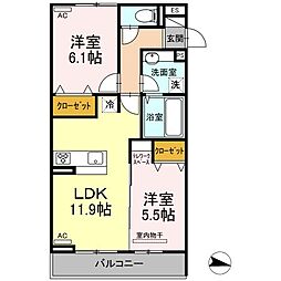 メゾンドキャトル7 2LDKの間取図画像