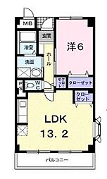 ニューマリッチ東深津 1LDKの間取図画像