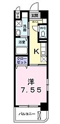 アルカンシェル 1Kの間取図画像