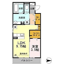 ヴィーブルF 1LDKの間取図画像