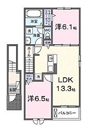 福山市高西町川尻アパート 2LDKの間取図画像