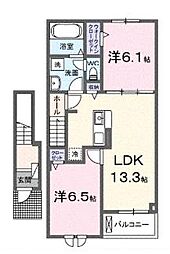 福山市高西町川尻アパート 2LDKの間取図画像