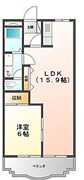 ガーデンハイム弐番館 1LDKの間取図画像