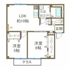 メープルシティひらまつ 2LDKの間取図画像