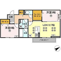 福山市東深津町6丁目アパート 2LDKの間取図画像