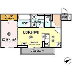 福山市東深津町6丁目アパート 1LDKの間取図画像