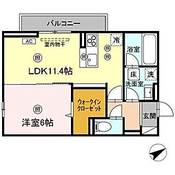 福山市東深津町6丁目アパート 1LDKの間取図画像