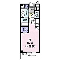 エスボワール三成 ワンルームの間取図画像