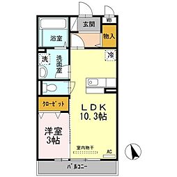 ノールリヴィエールドゥ 1LDKの間取図画像