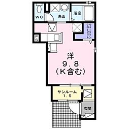 ヴァルムベルクB ワンルームの間取図画像