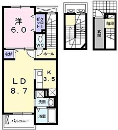 ジュネアヴニール 1LDKの間取図画像