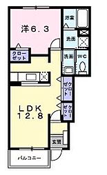 ガーデンハウスA 1LDKの間取図画像