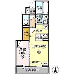 福山市新市町大字新市アパート 1LDKの間取図画像