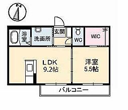 グランラシュレB 1LDKの間取図画像