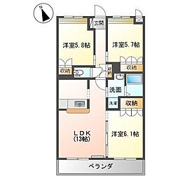 ラルジュ 3LDKの間取図画像