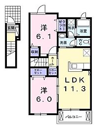 ベル・メゾンA 2LDKの間取図画像