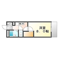 レオパレス新開 1Kの間取図画像