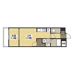月光福山中央壱番館 1LDKの間取図画像