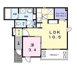 エヴァF 1LDKの間取図画像