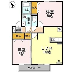 クリスタルガーデン2 2LDKの間取図画像