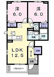 ラ・カーサココB 2LDKの間取図画像