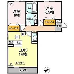 プレンティー中須B 2LDKの間取図画像