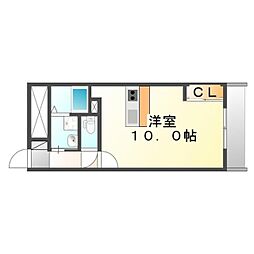 レオネクストアステラス加茂 1Kの間取図画像