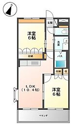 ランドマーク曙弐番館 2LDKの間取図画像