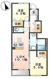 コンフォート 2LDKの間取図画像