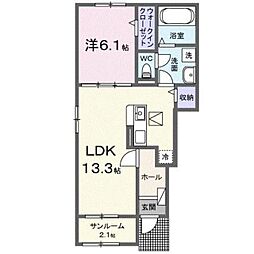 福山市川口町3丁目アパート 1LDKの間取図画像