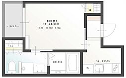 reve南本庄 1Kの間取図画像