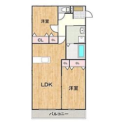 ディアコート桜 2LDKの間取図画像