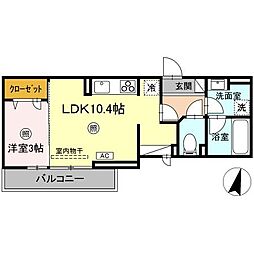 D-residence明治中央 大和 1LDKの間取図画像