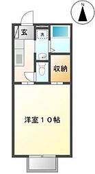 ウェル上加茂 1Kの間取図画像