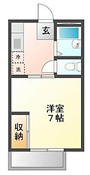 SUNCITYロッキーA 1Kの間取図画像