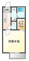 グリーンヒルズA 1Kの間取図画像