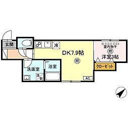 福山市沖野上町4丁目アパート 1DKの間取図画像