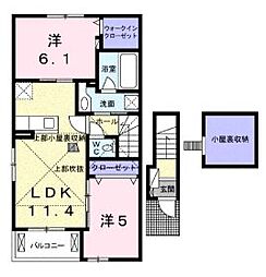 リアンA 2LDKの間取図画像