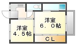ビレッジハウス中須1 2Kの間取図画像